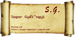 Seger Gyöngyi névjegykártya